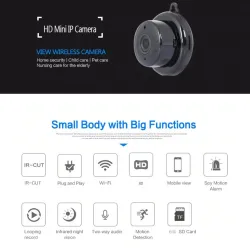 Mini caméra de sécurité WiFi CCTV - P2P - IP - IR vision nocturne - détection de mouvement - moniteur bébé