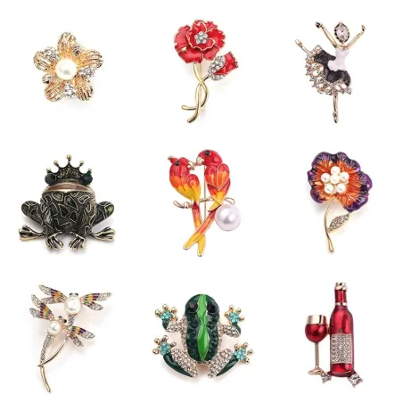 BrochesLoros - libélula - rana - flor - ballerina - broche de cristal