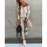 Combinaison à la mode avec paillettes - set avec haut à manches longues & pantalon