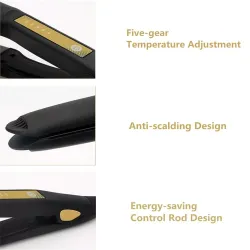 Ceramic hair straightener - temperature adjustment - ionic - dry / wet hair