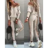 Combinaison à la mode avec paillettes - set avec haut à manches longues & pantalon