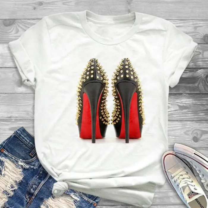 Blusas y camisasZapatos de tacón alto - camiseta impresa - manga corta