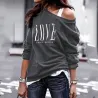 Sexig topp - lösa off-shoulders - lång ärm t-shirt - LOVE print