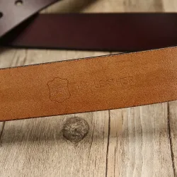 Ceinture en cuir véritable - boucle en métal vintage