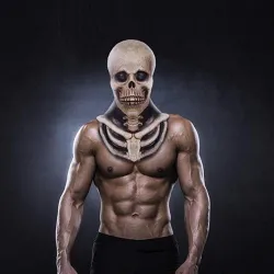 Scary skeleton mask - with chest bones piece - latex - full head