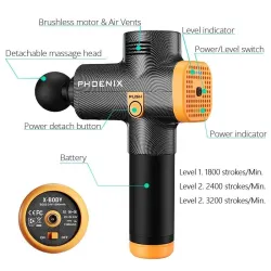 Phoenix A2 - massage pistol - muskelavslappning - smärtlindring - full kropp massager