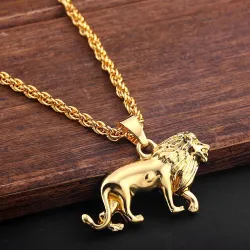 Collier tendance avec lion - or