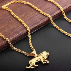 Collier tendance avec lion - or
