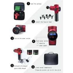 Arma de massagem - alívio da dor muscular / relaxamento - massageador de corpo elétrico - 30 velocidades - 2500mAH
