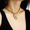 Hip-hop short chain with lion's head - gold necklace
