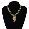 CollarCadena corta Hip-hop con cabeza de león - collar de oro