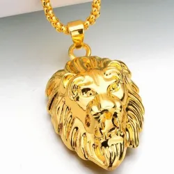Ciondolo testa di leone - collana d'oro