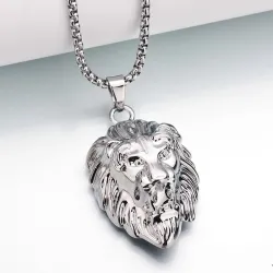 Lion's head pendant - gold necklace