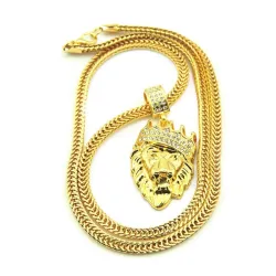 Crowned lion pendant - guldhalsband