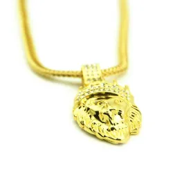 Crowned lion pendant - guldhalsband