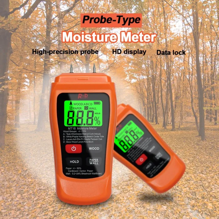MT-18 - laranja - testador digital - medidor de umidade de madeira / papel - sensor de umidade da parede - testador