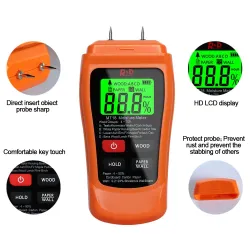 MT-18 - orange - digital tester - wood / paper moisture meter - wall moisture sensor - tester