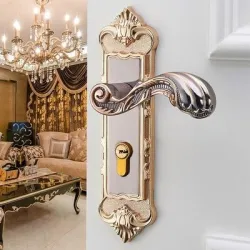 Vintage door handles with security lock - 2 pieces set