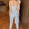 Sleeveless top & pantalon - plaid set