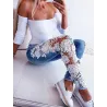 jeans skinny sexy - calças de corte com renda floral