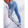Jeans sexy skinny - pantaloni tagliati con pizzo floreale
