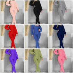 Elegante geribbelde jumpsuit met textuur - top met lange mouwen - uitgesneden achterkant - setJumpsuits