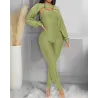 Elegante tuta a costine con texture - manica lunga superiore - cut-out back - set