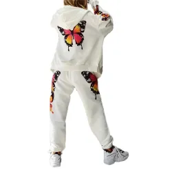 Hoodies & JerséisTrajes de moda con mariposas impresas - capucha / pantalones - conjunto