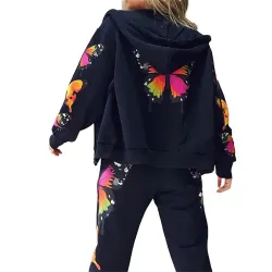 Hoodies & JerséisTrajes de moda con mariposas impresas - capucha / pantalones - conjunto