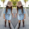 Overhemd met lange mouwen en knopen - mini-denimjurk voor meisjesKinderen