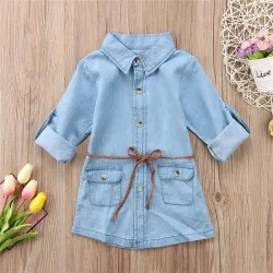 Pitkähihainen paita - mini denim -puku tytöille
