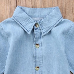 Overhemd met lange mouwen en knopen - mini-denimjurk voor meisjesKinderen