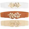 Modeable elastisk bred bälte - blad emblem buckle