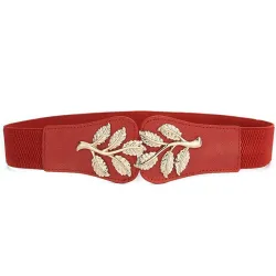 CinturonesCinturón elástico de moda - hojas emblema hebilla