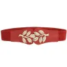 Modeable elastisk bred bälte - blad emblem buckle