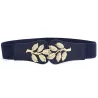 Modeable elastisk bred bälte - blad emblem buckle