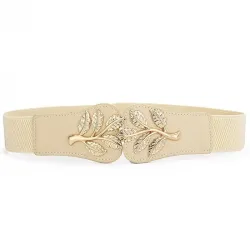 CinturonesCinturón elástico de moda - hojas emblema hebilla