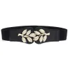 Modeable elastisk bred bälte - blad emblem buckle