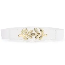 CinturonesCinturón elástico de moda - hojas emblema hebilla