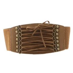 Retro vyö - laaja buckle ja merkkijonot - elastinen nahka korsetti