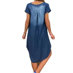 Short sleeve denim -vaatteet - V-neck
