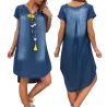 VestidosVestido de manga corta - V-neck - diseño suelto