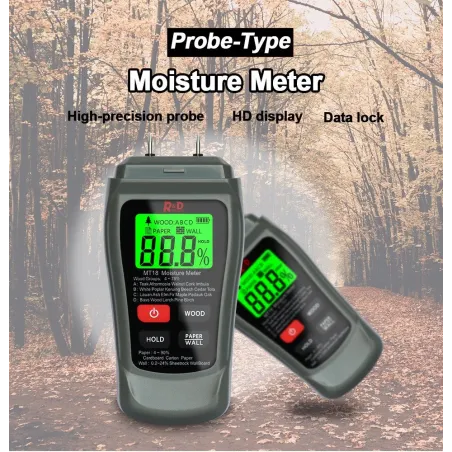MT-18 - grå - digital tester - trä / papper fuktmätare - vägg fukt sensor - testare