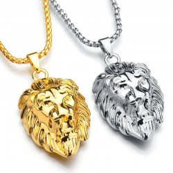Löwenkopf Anhänger - Gold Halskette