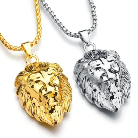 Ciondolo testa di leone - collana d'oro