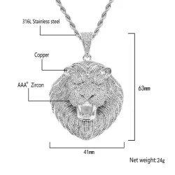 Iced out crystal lion's head - luxueux collier - unisexe