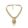 CollarCadena corta Hip-hop con cabeza de león - collar de oro