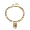 Hip-hop short chain with lion's head - gold necklace