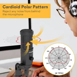 AU-PM461TR - condenseur de microphone USB - enregistrement - enseignement en ligne - réunions - streaming en direct - jeu - avec