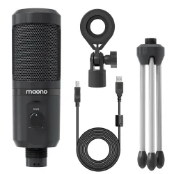 AU-PM461TR - USB microphone condenser - recording - online teaching - meetings - live streaming - gaming - with tripod standM...